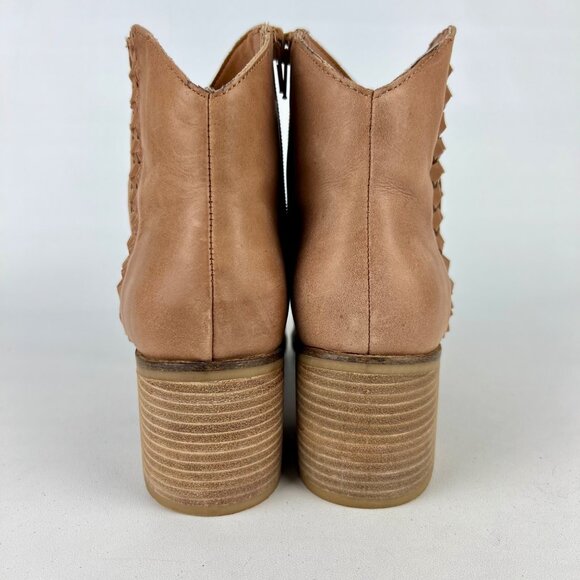 Lucky Brand Womens Cosmio Western Booties Brown Leather Block Heel size 9.5M - Picture 3 of 16